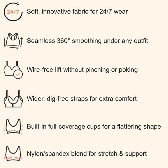 Truekind Daily Comfort Wirefree Shaper Bra BLACK Support Stretch NWT XL - Picture 7 of 8